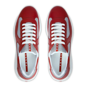 Prada Americas Cup Soft Rubber And Bike Fabric Red Silver Sneaker