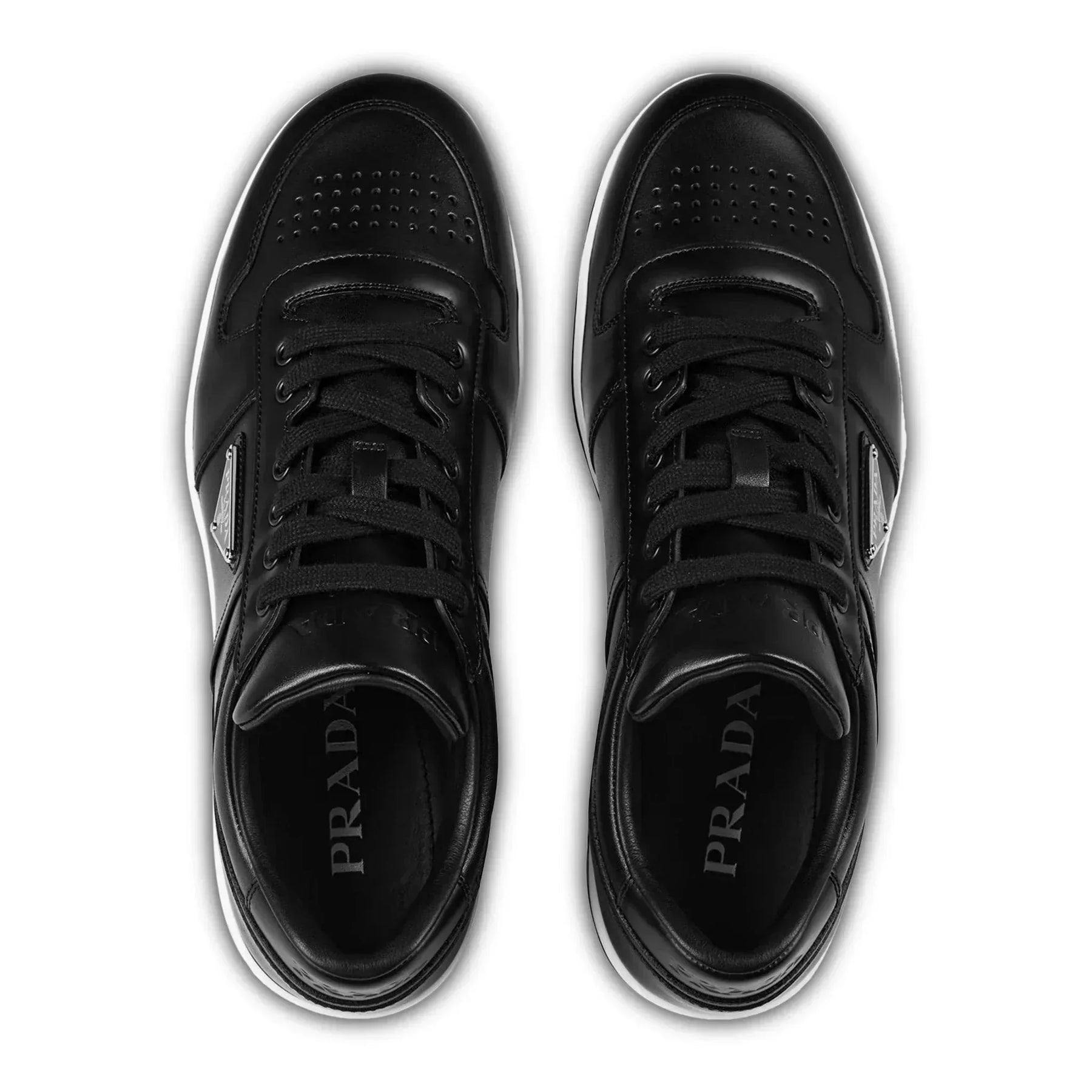 Prada Downtown Leather Low Top Black Sneaker